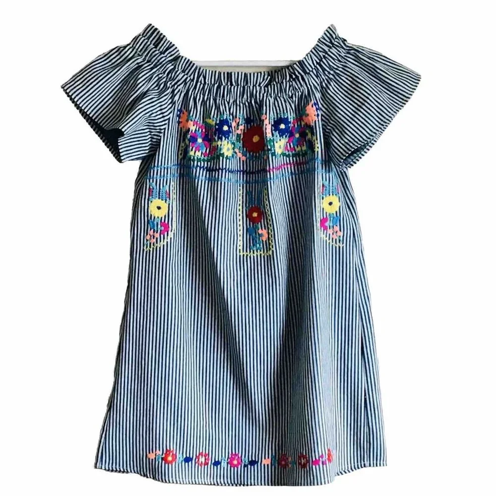 Bobbi Rocco Flower Embroidered Off-Shoulder Dress Size Small - Picture 2 of 8